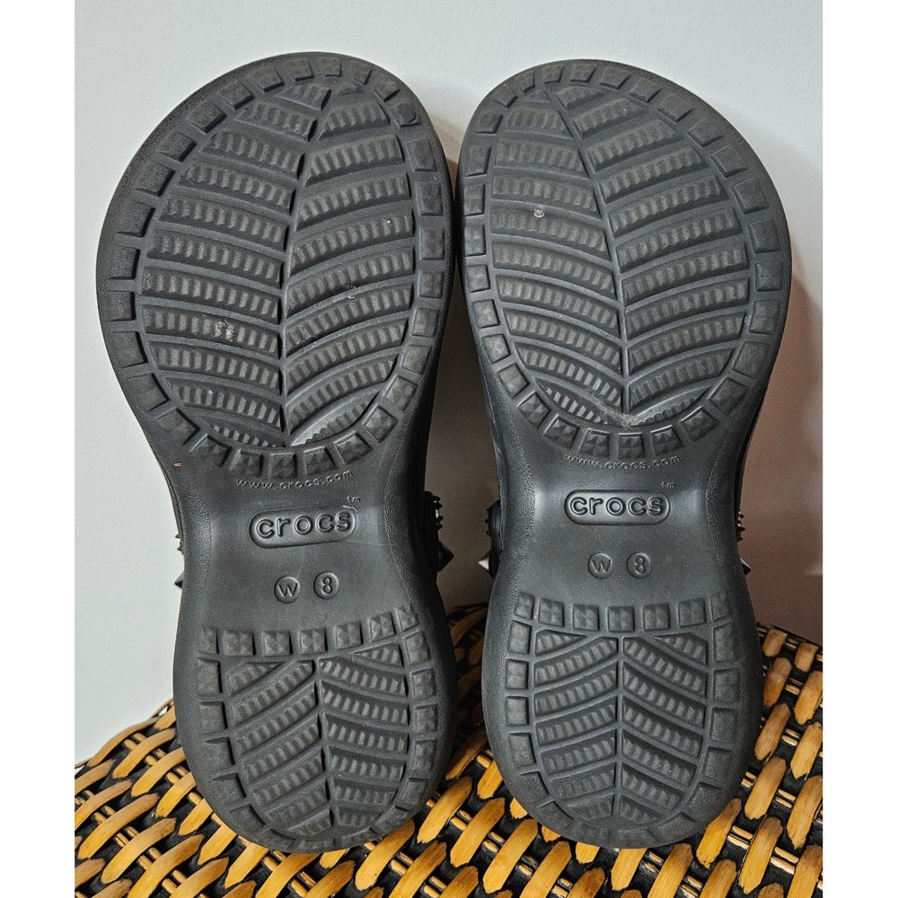 Crocs Bae Platform Clogs Black Studded Punk Goth Women 8 Chunky Heel Edgy Shoes - Picture 5 of 5